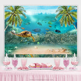Lofaris Coconut And Turtles Summer Beach Birthday Backdrop